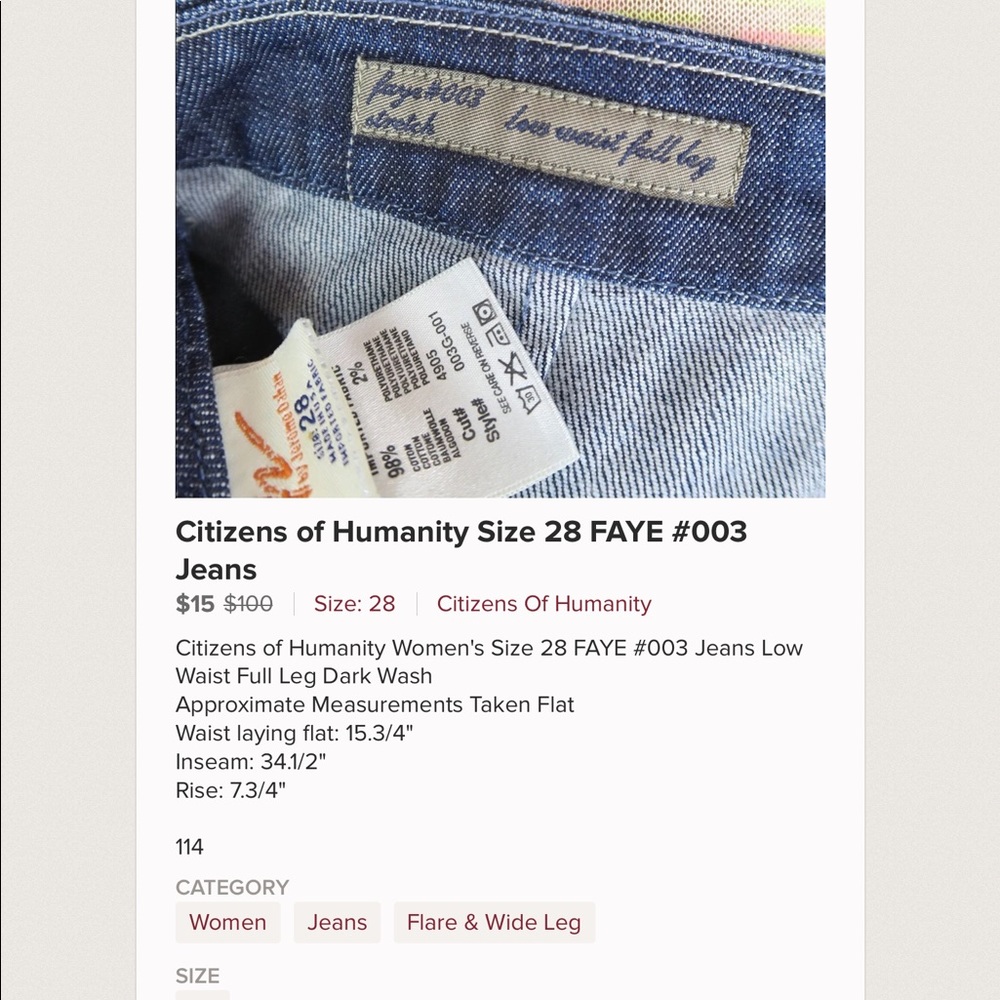Citizens of Humanity - Faye 003 size 28